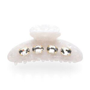 NWT Lele Sadoughi Large Crystal Claw Hair Clip Pearl White